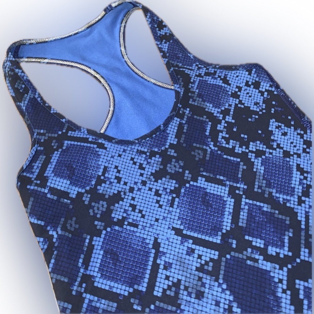 Lululemon Cool Racerback Blue Sapphire Ziggy Snake Print Yoga Shirt Tank Top - Picture 5 of 9